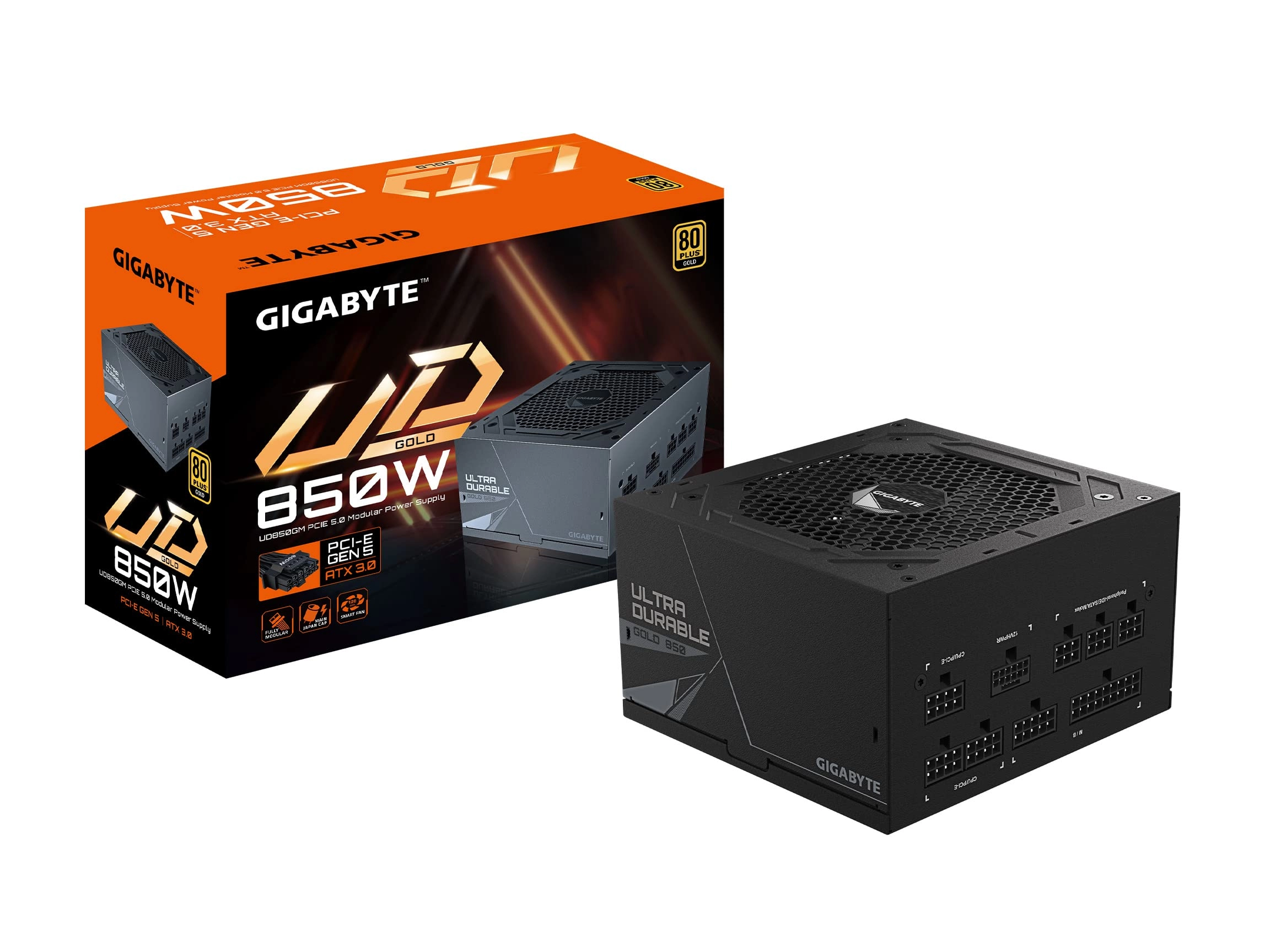 GIGABYTE GP-UD850GM PG5 850W Power Supply, 80 PLUS Gold certified, Modular, Support PCIe Gen 5.0